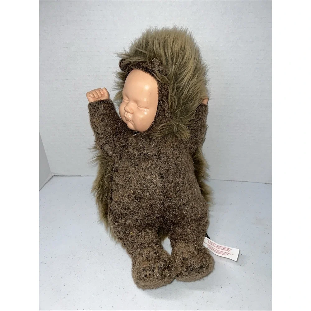 Vintage Anne Geddes Hedgehog Sleeping Baby Doll Plush 16